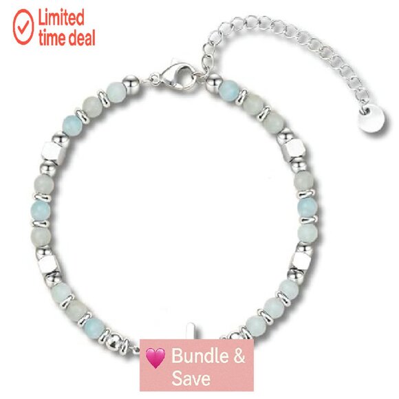 Christian Cross Charm Bracelet Beaded Stretch Fit Religious Jewelry Gift - Picture 2 of 8